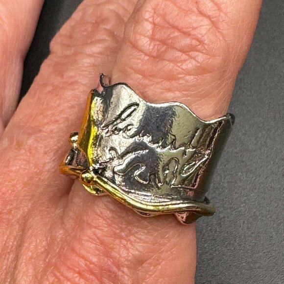 Boho Raven and Poe Inspired Two Tone Ring #1371 - Picture 8 of 8